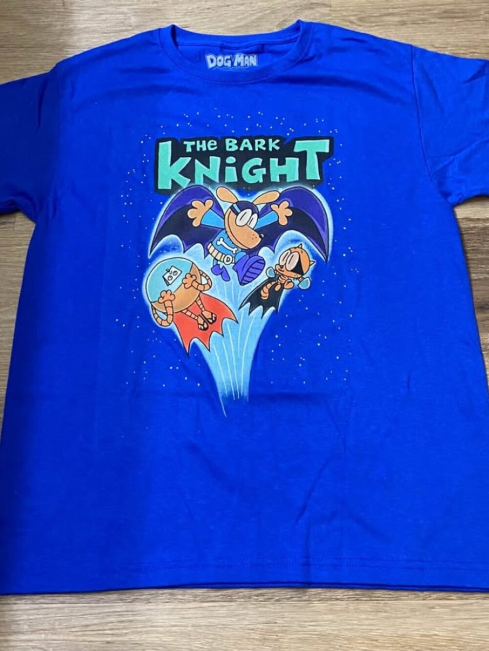 Dog Man The Bark Knight Boys T-Shirt Youth 10-12 Graphic 100% Cotton